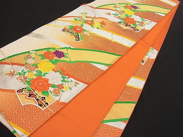 平和屋着物■六通柄袋帯 唐織 地紙竹花文 金銀糸 逸品 n-hv1641