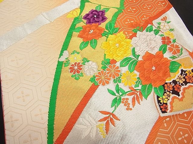 平和屋着物■六通柄袋帯 唐織 地紙竹花文 金銀糸 逸品 n-hv1641