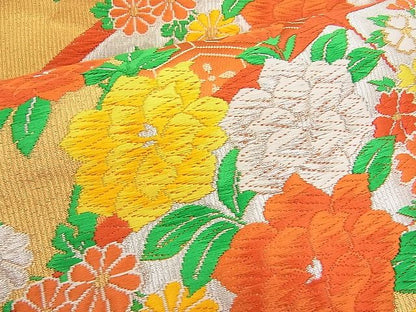 平和屋着物■六通柄袋帯 唐織 地紙竹花文 金銀糸 逸品 n-hv1641
