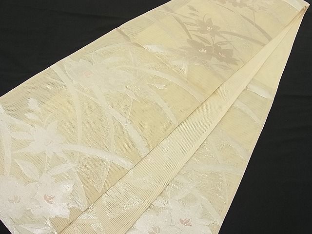 平和屋着物■夏物 六通柄袋帯 桔梗 銀糸 逸品 n-hv2140