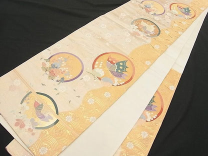 平和屋着物■六通柄袋帯 唐織 つづれ錦 能衣蝶丸文 金糸 逸品 n-hv2157