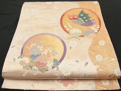 平和屋着物■六通柄袋帯 唐織 つづれ錦 能衣蝶丸文 金糸 逸品 n-hv2157