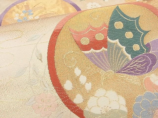 平和屋着物■六通柄袋帯 唐織 つづれ錦 能衣蝶丸文 金糸 逸品 n-hv2157