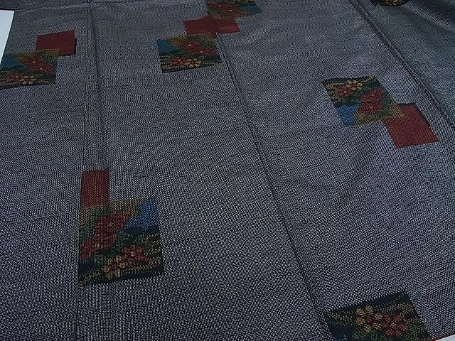 平和屋着物■上質な紬　色紙重ね花文　逸品　hy3681
