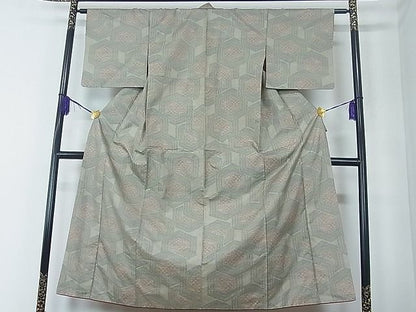 平和屋着物■上質なお召 亀甲繋ぎ 逸品 hy4926