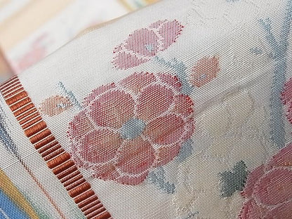 平和屋着物■六通柄袋帯　ふくれ織　草花文　逸品　hy6353