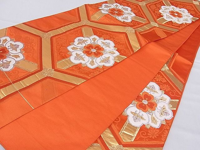 平和屋着物■六通柄袋帯 唐織 天井正倉院花文 金銀糸 逸品 hy6364