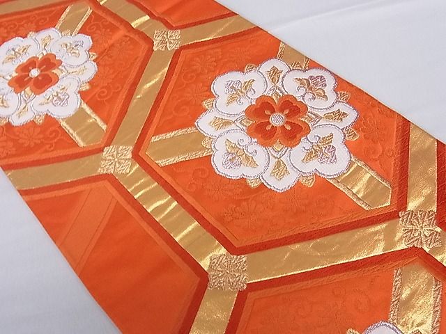 平和屋着物■六通柄袋帯 唐織 天井正倉院花文 金銀糸 逸品 hy6364
