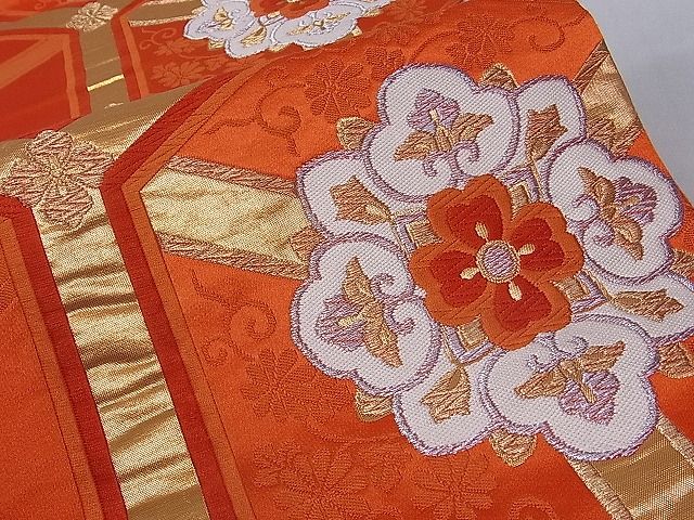 平和屋着物■六通柄袋帯 唐織 天井正倉院花文 金銀糸 逸品 hy6364