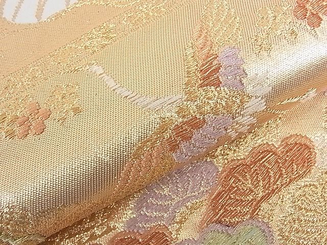 平和屋着物■六通柄袋帯 飛鶴梅松文 金糸 逸品 hy6389