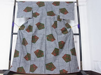 平和屋着物■上質な紬 切嵌花唐草文 逸品 hy6475