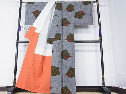 平和屋着物■上質な紬 切嵌花唐草文 逸品 hy6475