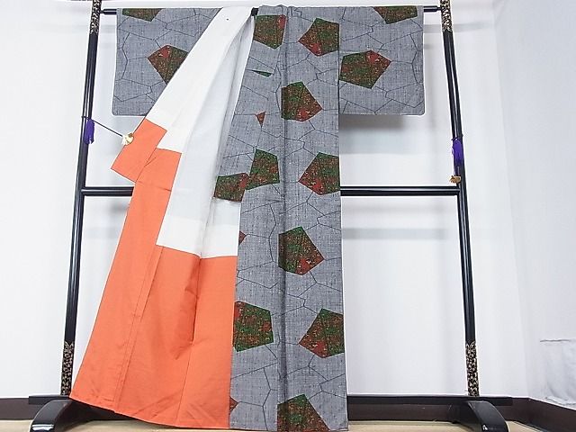 平和屋着物■上質な紬 切嵌花唐草文 逸品 hy6475