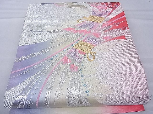 平和屋着物■六通柄袋帯　束ね熨斗花文　金銀糸　逸品　hy6578