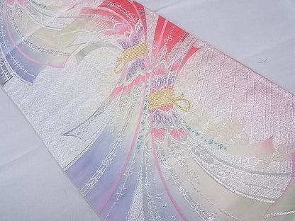 平和屋着物■六通柄袋帯　束ね熨斗花文　金銀糸　逸品　hy6578