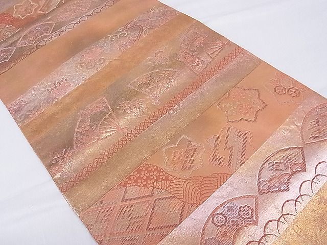 平和屋着物■六通柄袋帯 扇面花唐草文 金銀糸 逸品 hy6579