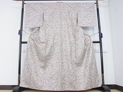 平和屋着物■上質なお召　捻じ花文　逸品　hy6587