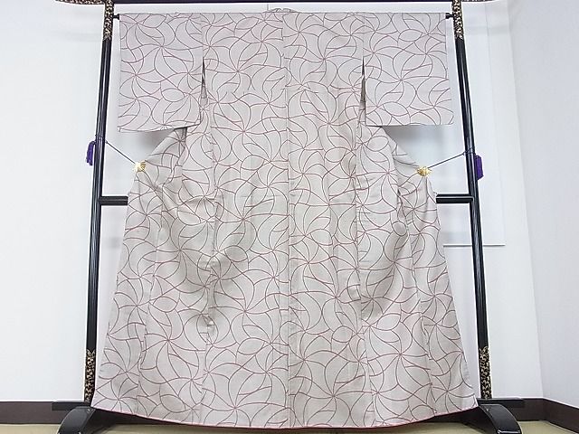 平和屋着物■上質なお召　捻じ花文　逸品　hy6587