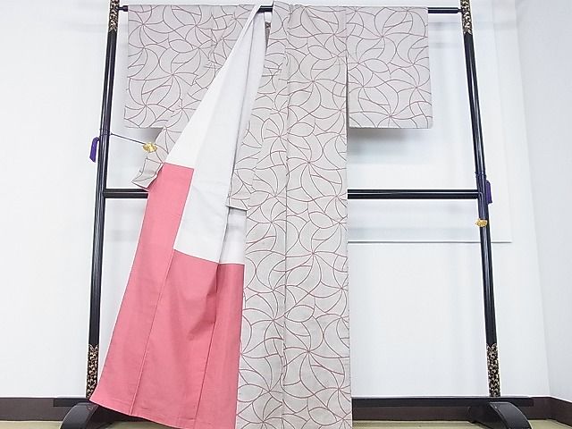 平和屋着物■上質なお召　捻じ花文　逸品　hy6587