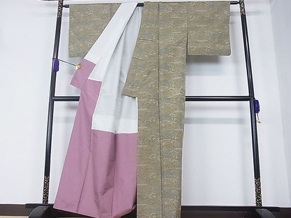平和屋着物■上質なお召　切嵌吉祥文　逸品　hy6856
