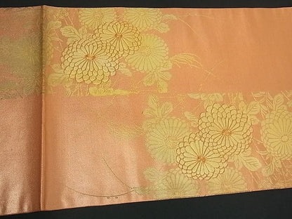 平和屋着物■太鼓柄袋帯 駒刺繍 枝菊 金彩 逸品 ic3794