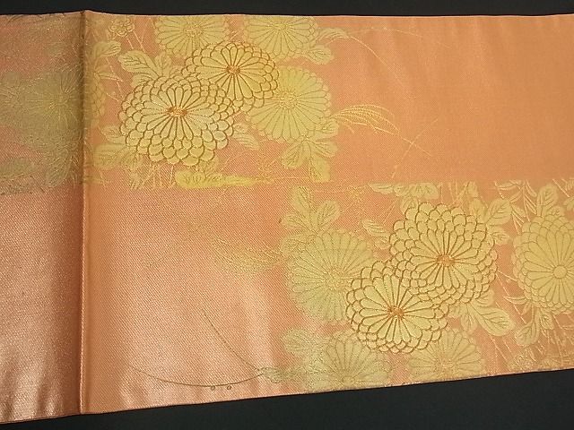 平和屋着物■太鼓柄袋帯 駒刺繍 枝菊 金彩 逸品 ic3794