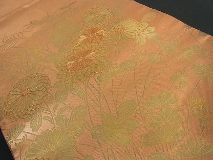 平和屋着物■太鼓柄袋帯 駒刺繍 枝菊 金彩 逸品 ic3794