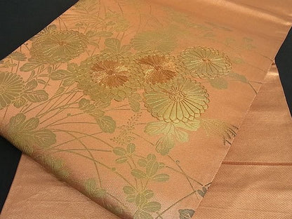 平和屋着物■太鼓柄袋帯 駒刺繍 枝菊 金彩 逸品 ic3794