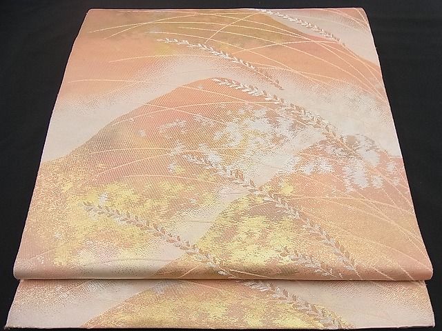 平和屋着物■六通柄袋帯 遠山薄文 引箔 金銀彩 逸品 n-if0997