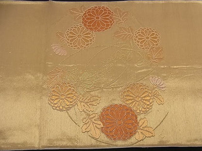 平和屋着物■六通太鼓柄袋帯 唐織 檜垣菊文 金糸 逸品 n-if1061
