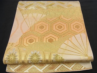 平和屋着物■六通柄袋帯 扇面吉祥文 金銀糸 逸品 n-if1067