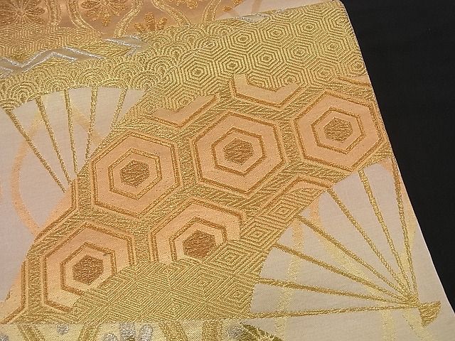 平和屋着物■六通柄袋帯 扇面吉祥文 金銀糸 逸品 n-if1067