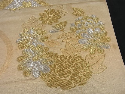 平和屋着物■六通柄袋帯 向かい鶴菱花丸文 金銀糸 逸品 n-if1099