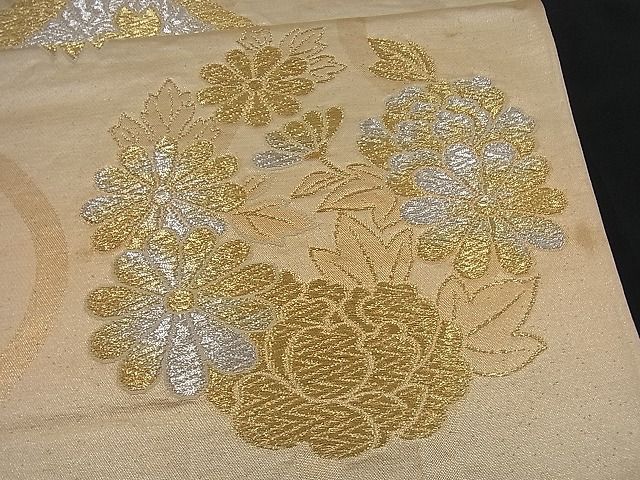 平和屋着物■六通柄袋帯 向かい鶴菱花丸文 金銀糸 逸品 n-if1099