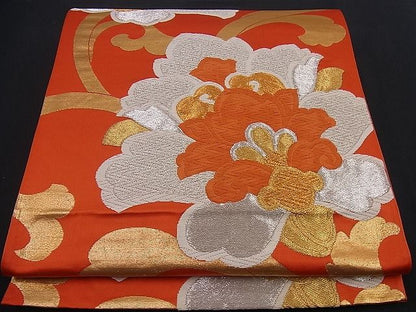 平和屋着物■六通柄袋帯 唐織 花唐草文 金銀糸 逸品 n-if1160