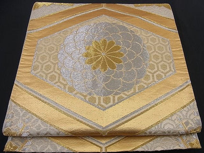 平和屋着物■六通柄袋帯 亀甲花文 金銀糸 逸品 n-if1165