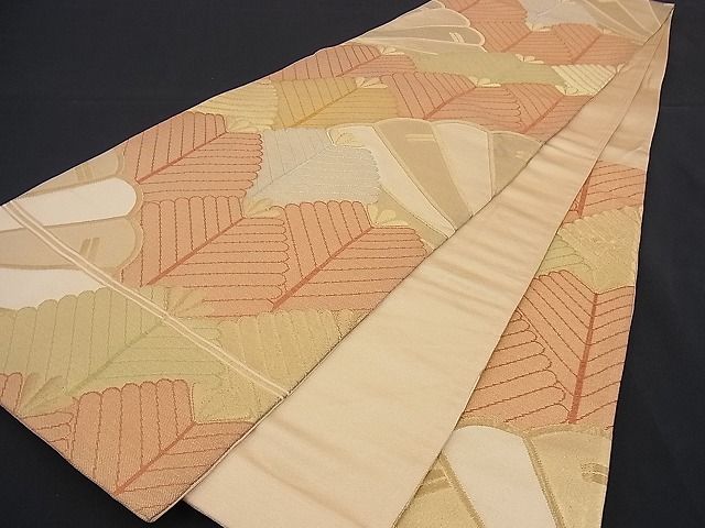 平和屋着物■六通柄袋帯 檜扇若松青海波 金糸 逸品 n-if1174