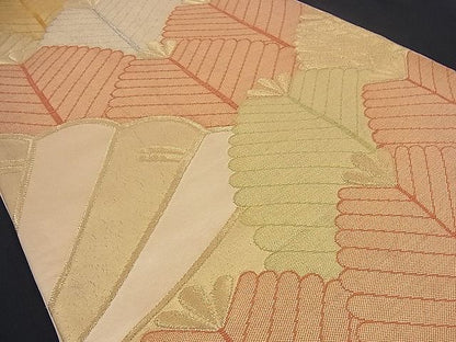 平和屋着物■六通柄袋帯 檜扇若松青海波 金糸 逸品 n-if1174