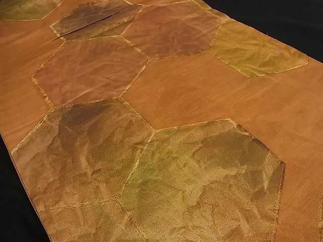 平和屋着物■六通柄袋帯 亀甲文 引箔 金彩 逸品 n-if1194