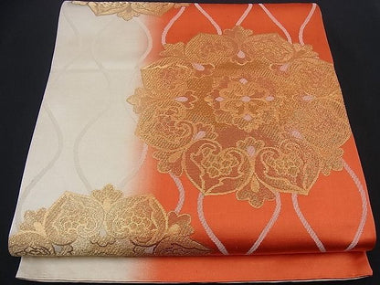 平和屋着物■六通柄袋帯 立涌正倉院花文 金糸 逸品 n-if1207