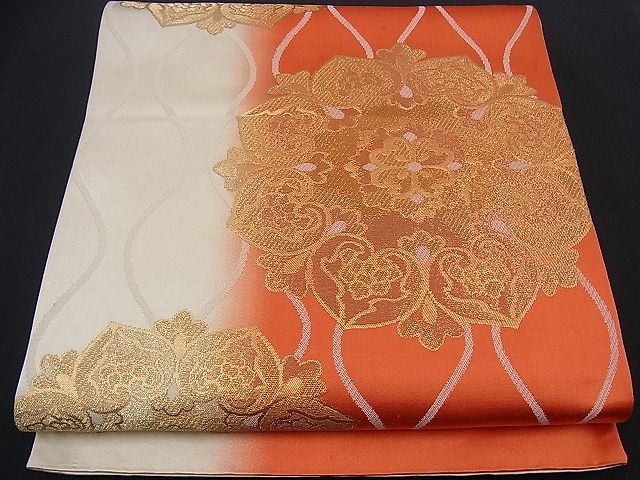 平和屋着物■六通柄袋帯 立涌正倉院花文 金糸 逸品 n-if1207