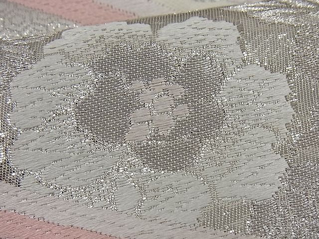 平和屋着物■六通柄袋帯 唐織 吉祥向かい鳥花唐草文 プラチナ箔 逸品 n-if1210
