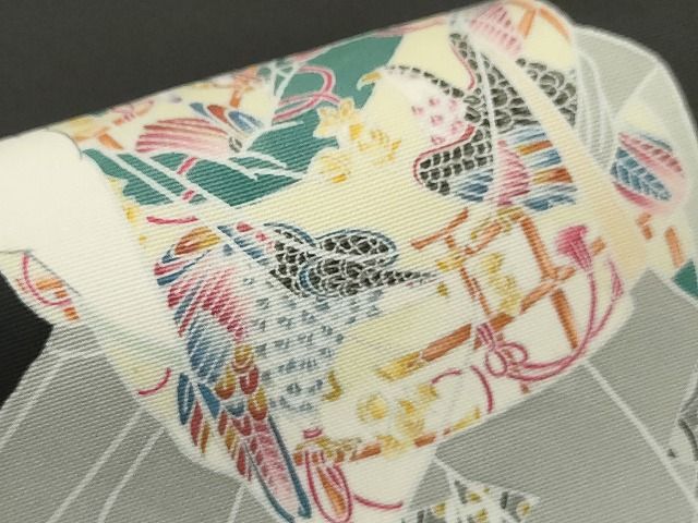 平和屋本店●極上　塩瀬　二代目・由水十久　本加賀友禅　九寸名古屋帯　人物　学士　黒地　正絹　逸品　KAAA10634kk4