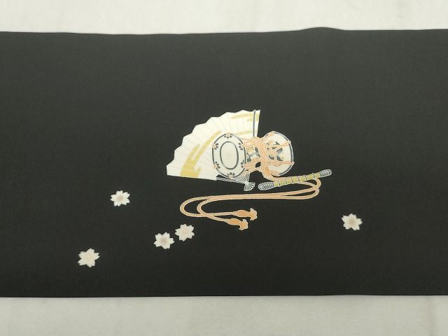 平和屋本店●極上　塩瀬　二代目・由水十久　本加賀友禅　九寸名古屋帯　人物　学士　黒地　正絹　逸品　KAAA10634kk4