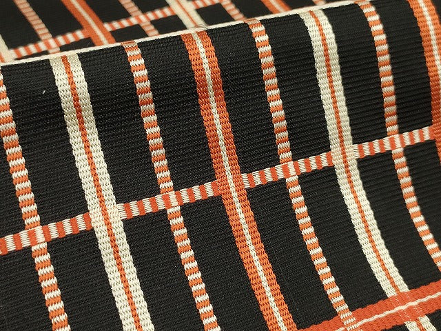 平和屋着物●全通柄　九寸名古屋帯　吉野間道　黒地　正絹　逸品　AAAT3808wj