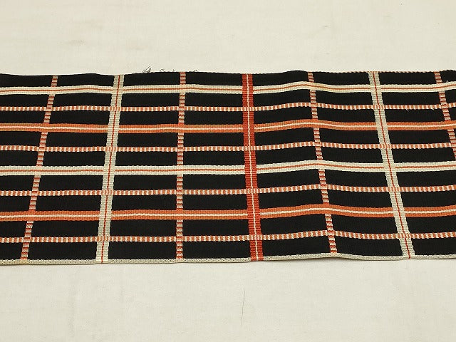 平和屋着物●全通柄　九寸名古屋帯　吉野間道　黒地　正絹　逸品　AAAT3808wj
