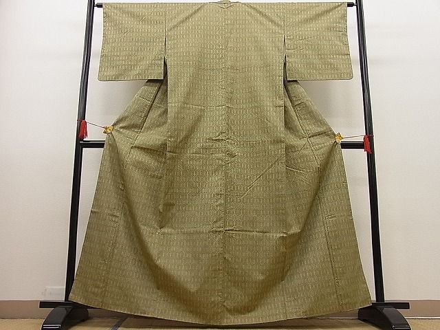 平和屋着物■上質なお召 亀甲文様 逸品 n-ip0172