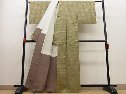 平和屋着物■上質なお召 亀甲文様 逸品 n-ip0172