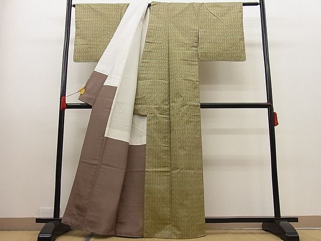 平和屋着物■上質なお召 亀甲文様 逸品 n-ip0172