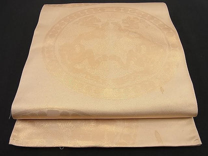 平和屋着物■六通柄 本袋帯 向かい動物丸文 金糸 逸品 n-ip0248
